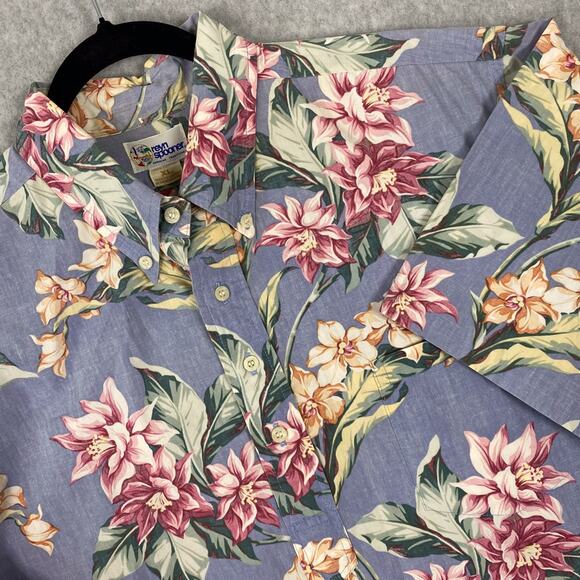 VTG Reyn Spooner Shirt Mens XL Hawaiian 1/2 Button Down Floral All Over Print - Picture 1 of 6
